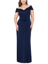 XSCAPE Off-the-Shoulder Gown Navy Plus Size 22W - $89.09