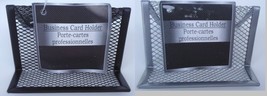BUSINESS CARD HOLDER DESKTOP Steel Mesh Desk Organizer, SELECT Black or Silver - £2.38 GBP