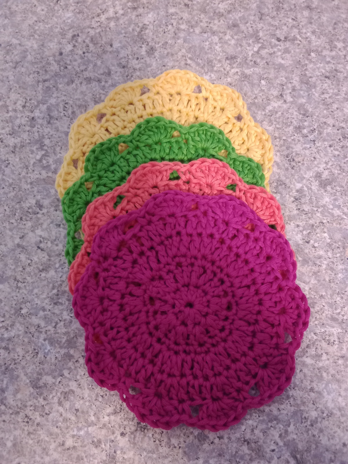 Handmade Crochet Multi-Color Coasters Set of 4 - $20.00