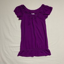 Purple Tunic Top Girl’s Small Shirt Short Sleeve Summer Pullover Adorable Cute - £9.49 GBP