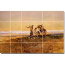Charles Russell Native American Painting Ceramic Tile Mural P07774 - £191.25 GBP+