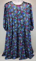Vintage Whirlaway Frocks Midi Dress Women Blue Floral Cottagecore Size 20WP - £19.45 GBP