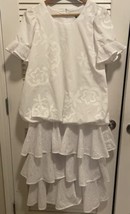 Mamo Howell Hawaiian White Floral MuuMuu Dress Layered - $174.99