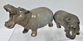 2 Vintage Gray Ceramic Otagiri Hippos Hippopotamus Figurines Original St... - $28.22