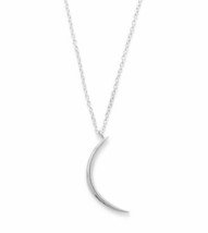 Polished 27 mm Crescent Moon Classy Pendant Necklace 925 Sterling Silver Chain - £75.16 GBP