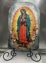 Our Lady of Guadalupe Arched Tile Plaque with metal stand, New - $39.59