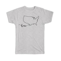 USA Home Map : Gift T-Shirt Americana United States American Outline Country - £14.42 GBP