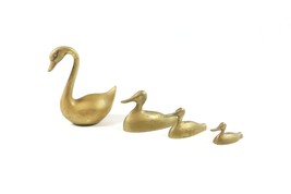 Vtg 60s Mid Century Modern MCM Set of 4 Solid Brass Swan Ducklings Bird Figurine - £69.82 GBP
