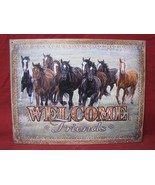 Desperate Enterprises Welcome Friends - Tin Horses Sign - Nostalgic Vintage - £19.41 GBP