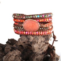 RH Fashion Handmade Friendship Beaded Armbander Multicolor Crystal Natural Stone - £17.43 GBP
