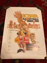 VTG IOWA HAWKEYES 1985 - 1986 BASKETBALL POSTER GEORGE RAVELING CARVER H... - $39.55