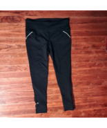 Athleta Relay Capris Leggings Black Women Reflective Trim Size Medium - $28.03