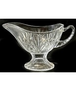 Vintage Cut Glass Crystal Clear Footed Gravy Sauce Boat-Holds 8 Oz Handl... - $190.64 MXN
