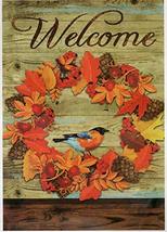 Autumn Wreath Decorative Fall Flag - 2 Sided Message, 28&quot; x 40&quot; - £19.56 GBP