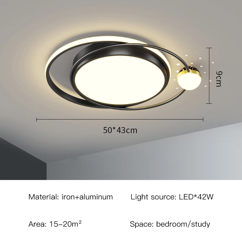 2023 New  Led Ceiling Lamps For Study Room room Black Acrylic Round Chandeliers  - £164.33 GBP