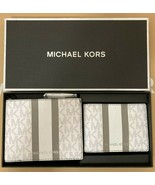 NWB Michael Kors Billfold Wallet Box Set White Gray 36H1LGFF1B NIB $178 ... - £46.24 GBP