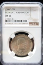 Vtg Coin 1946-S Booker T. Washington Half Dollar NGC MS-63 Silver - €56,09 EUR