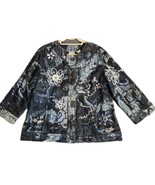 CHICOS Womens Sz XL Denim Embellished Jacket Boho Embroidered Mixed Medi... - $555.32 MXN