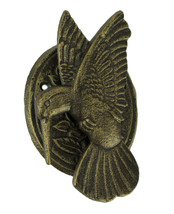 Antique Bronze Cast Iron Hummingbird and Flower Front Door Knocker Entry Decor - £27.68 GBP