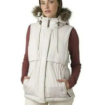 NWT PrAna Banajaara Down Vest Womens Small Faux Fur Lined Hood Retails $249 - £62.27 GBP