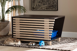 Reagan Two-Tone Dark Brown and Oak Cat Litter Box Cover House - $2,802.29 MXN