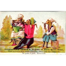 Shaub &amp; Burns Trade Card Antique Advertising SHOES Victorian Monkey Family - £22.06 GBP