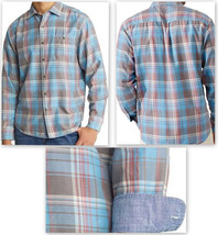 Tommy Bahama Long Sleeve Fresno Plaid Button Front Shirt Mens 4XLB Fog Gray - $80.19