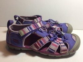Keen Waterproof Sandals Girls Size 3 Purple Breathable Canvas Drawstring Closure - $13.98