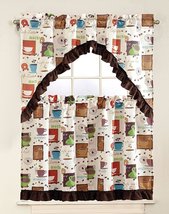 Liquidations Center 3 Piece Printed Floral Kitchen/Cafe Curtain with Swa... - $19.99