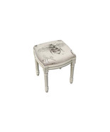 123 Creations Bee Study Upholstered Wooden Vanity Stool Antique White - $4,589.14 MXN