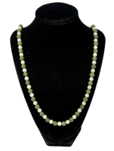 Vintage Pearl and Green Jade Beaded Necklace, 26&quot; - $37.99