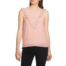 NWT Womens Nordstrom 1.STATE Blush Ruffle Detail Textured Sheer Check Blouse - £19.57 GBP
