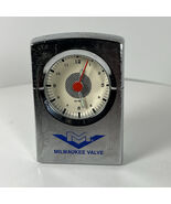 Vintage Milwaukee Valve Desk Clock Small Stainless Logo New Battery - $19.97