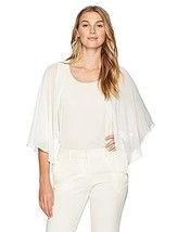 MSRP $29 S.L. Fashions Poly Chiffon Shrug Jacket Blouse White Size S/M (STAIN) - £7.36 GBP