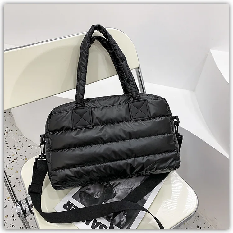 Fashion Quilted Cotton Padded Nylon Messenger Bag Women Large Capacity S... - $28.98