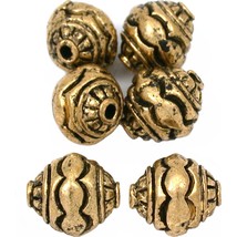 Bali Bicone Antique Gold Plated Beads 10.5mm 16 Grams 6Pcs Approx. - £11.29 GBP