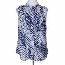 Cabi Venture Blouse Top Medium Sheer Blue White Button Up Shirt Ruffle #... - $357.51 MXN