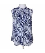 Cabi Venture Blouse Top Medium Sheer Blue White Button Up Shirt Ruffle #... - $357.51 MXN