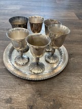 Set of 6 International Silver Company Goblet Chalice Cups Wild Rose Patt... - $364.20 MXN