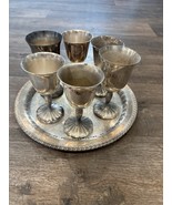 Set of 6 International Silver Company Goblet Chalice Cups Wild Rose Patt... - $364.20 MXN