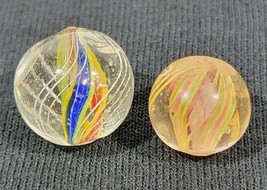 Two Early German Marbles Solid Core Swirl .647&quot; and Divided Core Swirl .... - £52.83 GBP