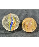 Two Early German Marbles Solid Core Swirl .647&quot; and Divided Core Swirl .... - £52.03 GBP