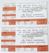 Pair of San Diego Padres ticket stubs July 13, 1986 vs Cards Jack Murphy... - £7.51 GBP