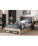 Calida Dark Gray and Light Brown Two-Tone 2-Drawer Twin Size Storage Bed - $10,460.62 MXN