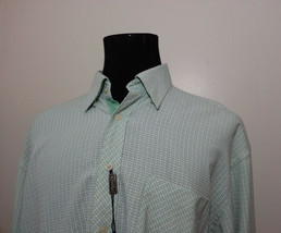 Bugatchi Uomo Men Dress Shirt Size 2XL Green (27x33x37) 18&quot; Neck  - $58.15