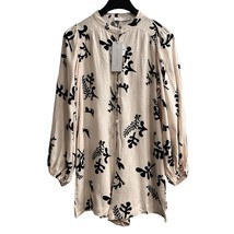 White Closet Romper Womens 8 Ivory Black Floral Linen Blend Button Front... - $49.50