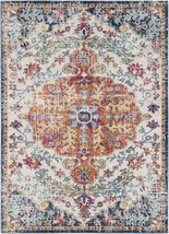 Harput HAP-1000 5&#39;3&quot; x 7&#39;3&quot; Rug in Aqua/White/Red/Yellow/Orange/Pink - £98.71 GBP