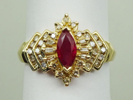 1.04ct tw Heated Ruby &amp; Earth Mined Diamond Halo Ring 14k Size 9.25 - £679.45 GBP