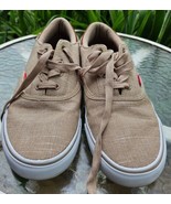Levi&#39;s Sneakers Beige Textile Canvas Low Top Casual Skate Shoes Mens 8.5 - $20.53 CAD