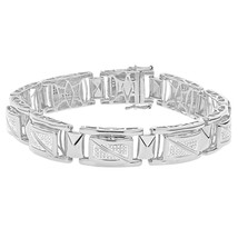 Men&#39;s 4CT Round Cut  14K White Gold Over Square Link Tennis Bracelet 8&quot; - $1,146.14